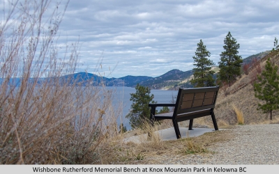 Wishbone Rutherford Memorial Bench at Knox Mountain Park in Kelowna BC